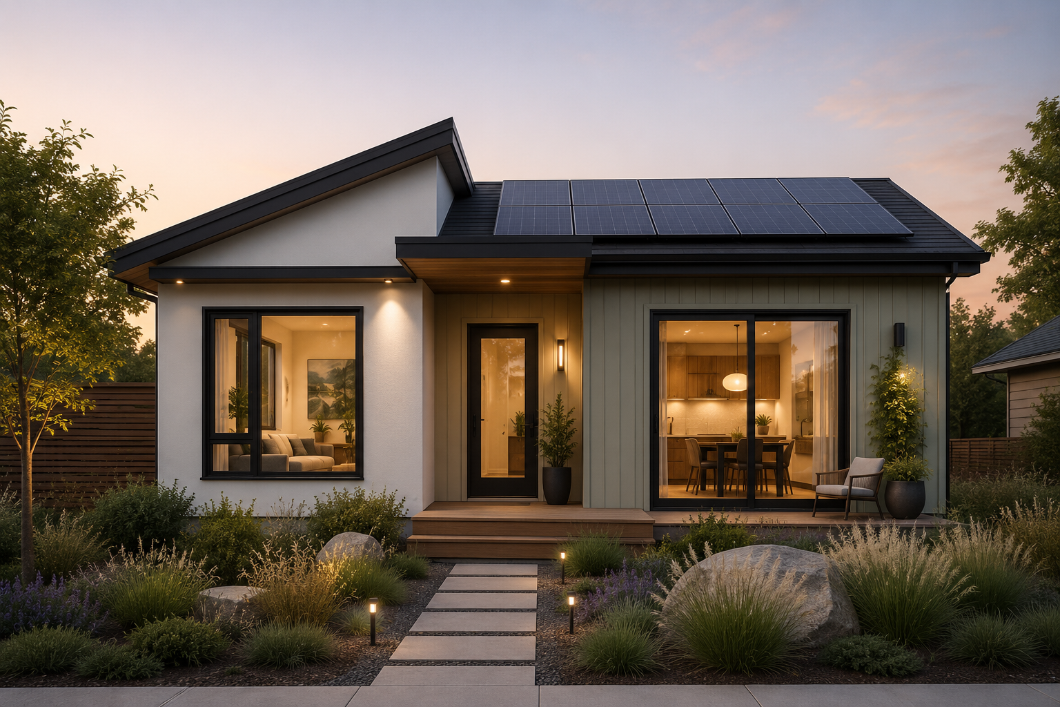 Luxury-looking attainable small home with modern sustainable design