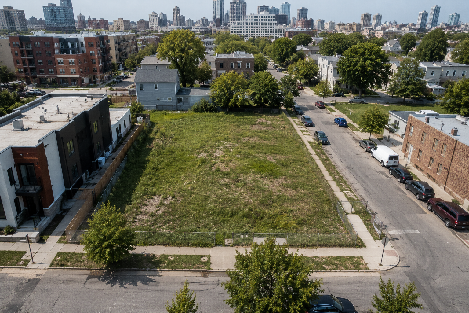 Infill or land-bank style vacant urban lot suitable for development