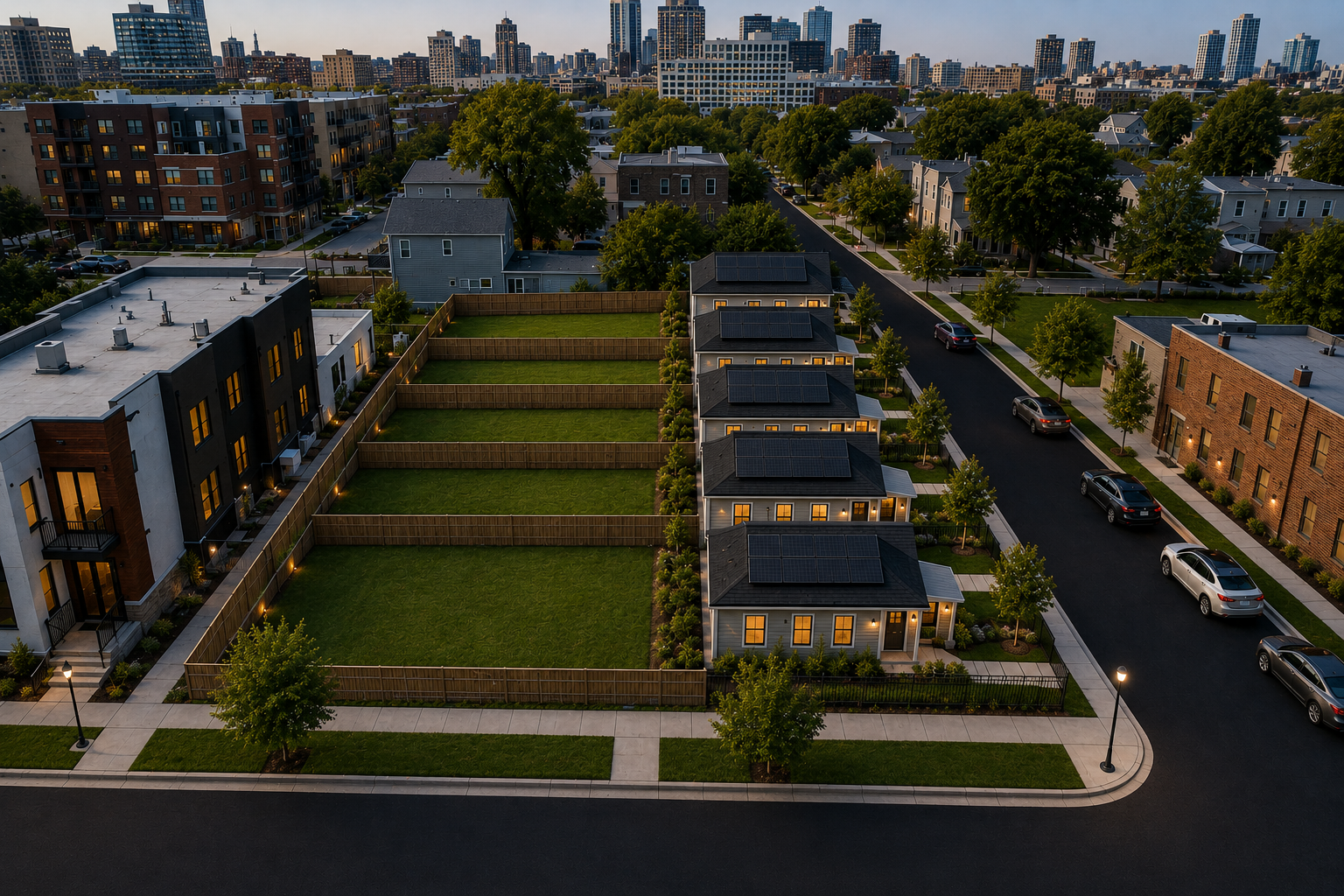 Developed site with finished housing