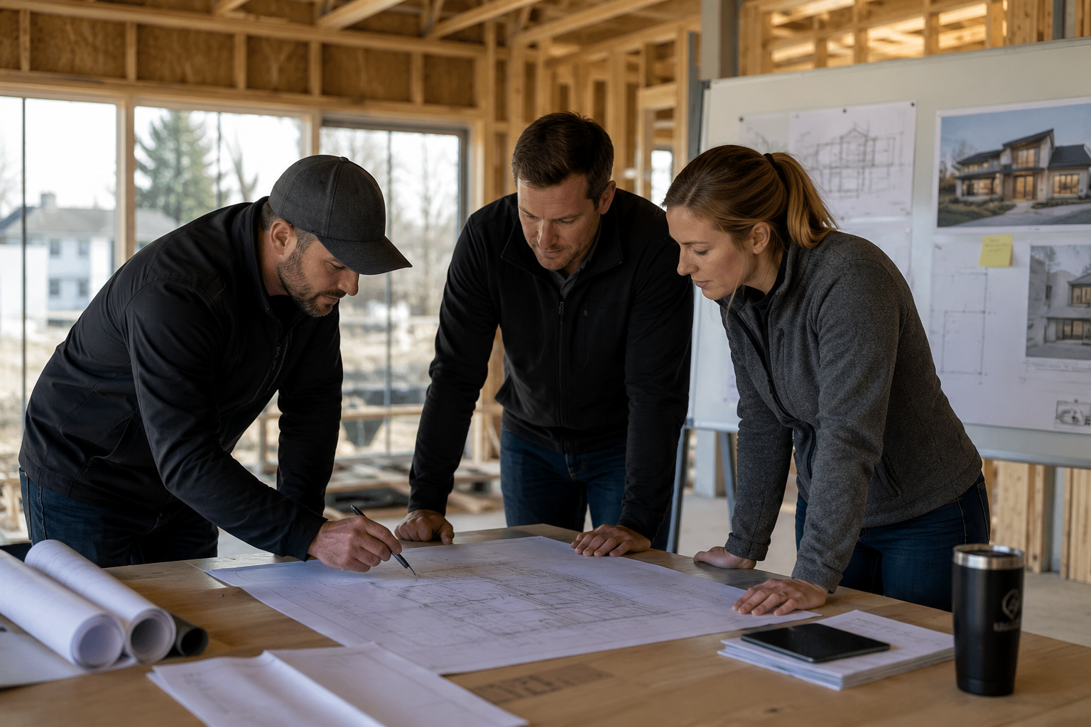 Construction team or development planning scene